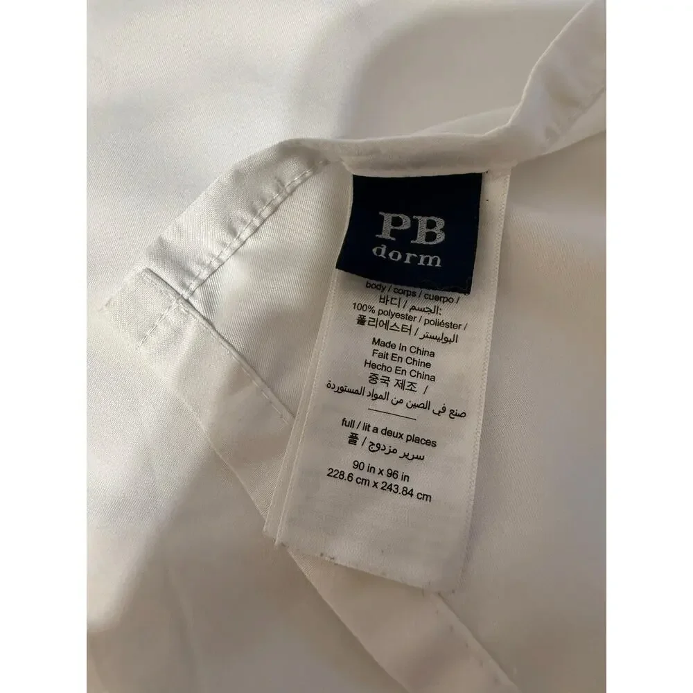 PB Dorm Full Size Flat Sheet Solid White Microfiber Bedding Pottery Barn Cooling